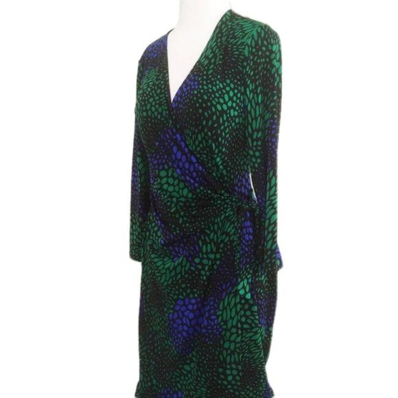 Sold🔥Anne Klein Multicolored Geometric Wrap Dress - Picture 3 of 7